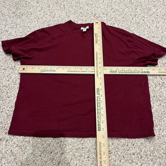 J Crew Maroon Short Sleeve Tee Sz S Cropped Basic Minimalist Fall Casual - Picture 2 of 4